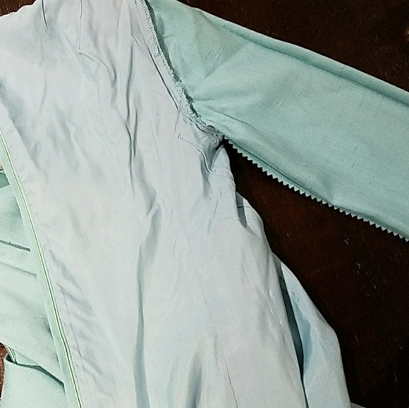 Vintage DRESS David Barr Maxi EVENING Long sleeve LIGHT BLUE WHITE - Picture 6 of 9